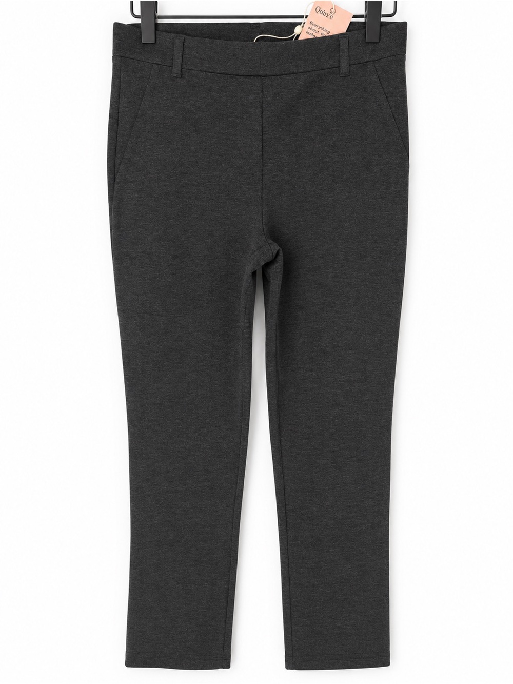 NWT Quince Ultra-Stretch Ponte Straight Leg Pull On Pants Charcoal Trouser S/P